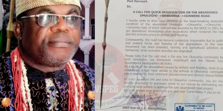 Imo Monarch Raises Alarm as 22-Year-Old Abandoned Road Threatens to Cut Off Okwuohia Community