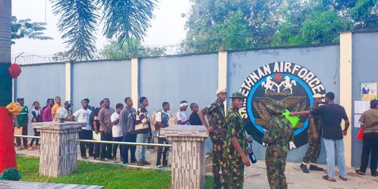 Over 20,000 Youths Jostle for NAF Slots as Air Force Begins Nationwide 2025 Recruitment Aptitude Test