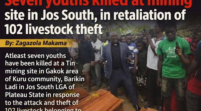 Seven youths killed at mining site in Jos South, in retaliation of 102 livestock theft