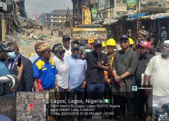 Sanwo-Olu visits Marina fire site, commends NEMA, assures support for safe recovery
