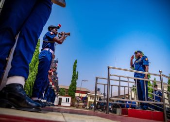Five more years of reform: NSCDC officers roll out guard of honour as President extends CG Audi’s tenure