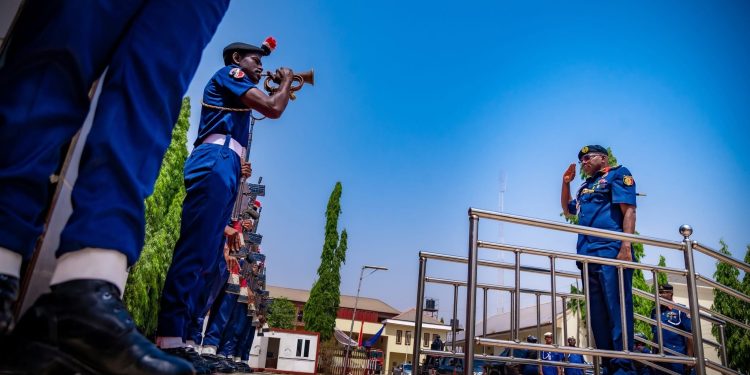 Five more years of reform: NSCDC officers roll out guard of honour as President extends CG Audi’s tenure
