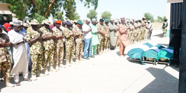 Operation Hadin Kai Commander honours fallen troops during solemn military burial ceremony in Maiduguri 