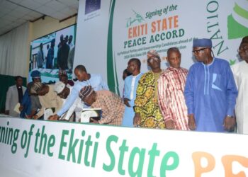 Ekiti Governorship Poll: 13 Political Parties Sign Peace Accord As INEC, Abdulsalami, IGP Disu Warn Against Violence