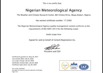 NiMet Secures ISO 9001:2015 Certification For Aero-Met Services At Three Airports